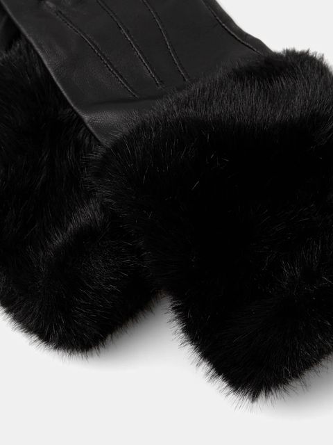 Answear.LAB rękawiczki skórzane damskie kolor czarny - zdjęcie produktu nr 2