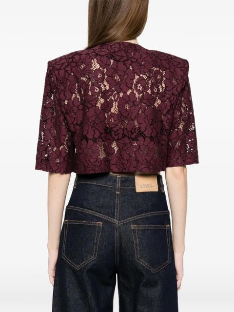 PINKO lace-detail cropped jacket - Red