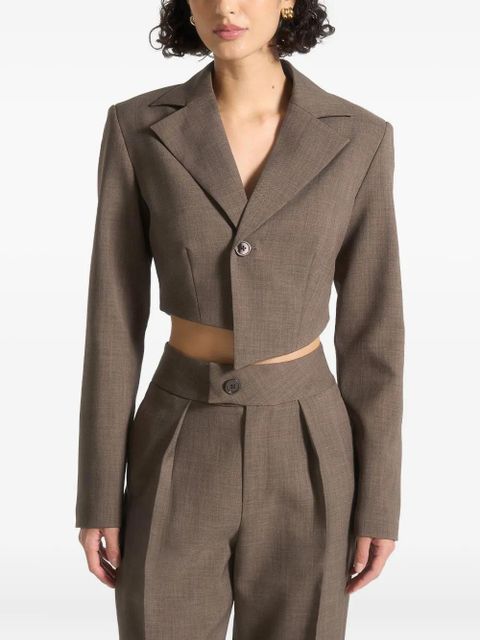 Manière De Voir Dina asymmetric tailored cropped blazer - Brown - zdjęcie produktu nr 1