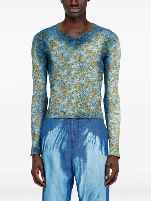 Diesel M-Ege floral-print T-shirt - Blue