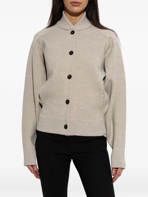Jacquemus logo-embroidered button-up sweater - Neutrals
