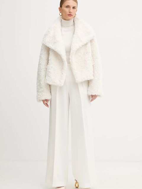 BOSS płaszcz z domieszką wełny kolor biały 50550632