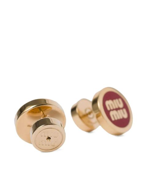 Miu Miu logo-plaque earrings - Gold - zdjęcie produktu nr 2