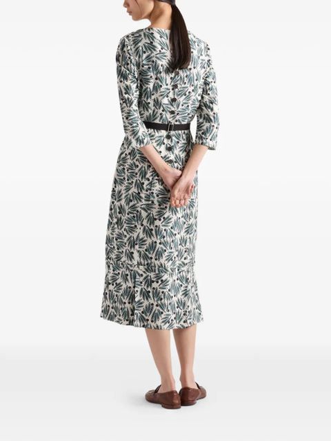 Prada printed pongé dress - Neutrals