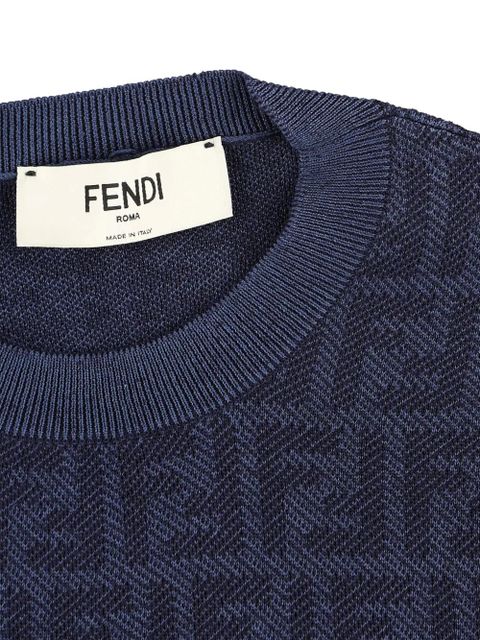FENDI jacquard ribbed t-shirt - Blue