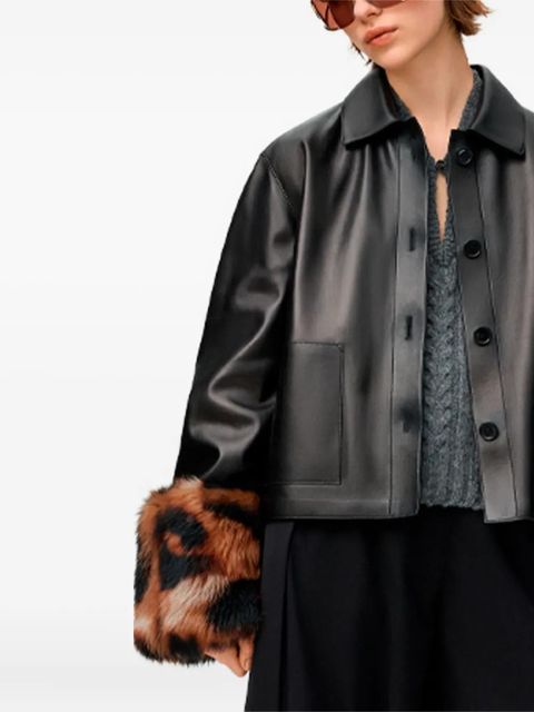 LOEWE fur-trim leather jacket - Black - zdjęcie produktu nr 1