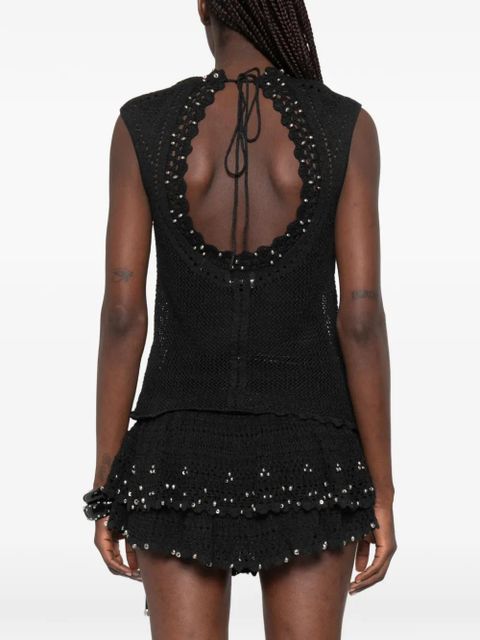 ISABEL MARANT scalloped openwork top - Black