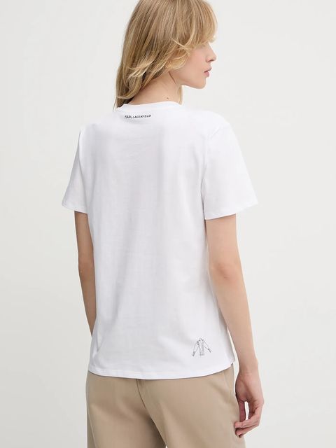 Karl Lagerfeld t-shirt bawełniany damski kolor biały A3W17099