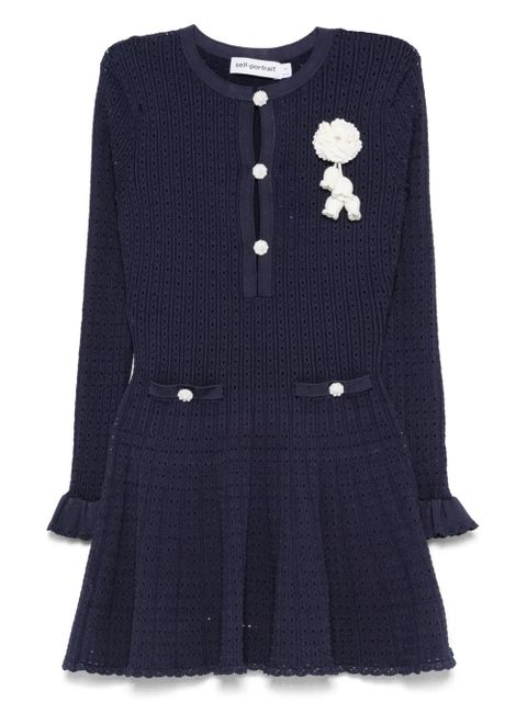 Self-Portrait crochet-knit dress - Blue - zdjęcie produktu nr 1