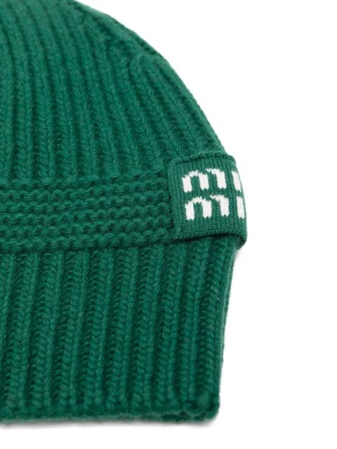 Miu Miu ribbed-knit beanie - Green