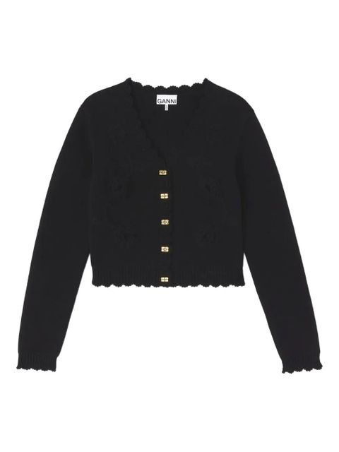GANNI floral-detail cardigan - Black - zdjęcie produktu nr 1