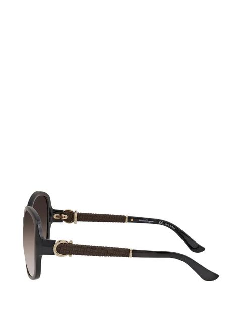 Ferragamo full rim oval-frame sunglasses - Black