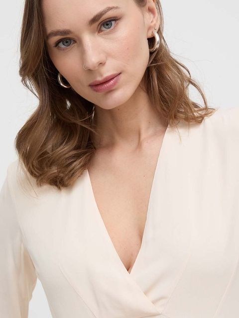 Patrizia Pepe sukienka kolor beżowy mini rozkloszowana 8A1279 A8I1