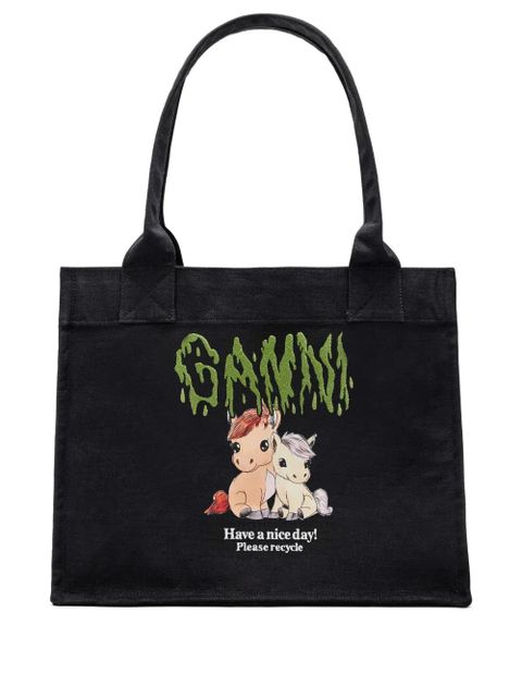 GANNI graphic-print shoulder bag - Black - zdjęcie produktu nr 1