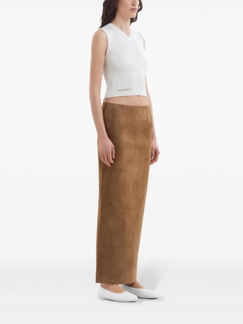 Marni logo-appliqué ribbed-knit vest - White