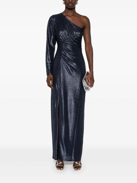 Lauren Ralph Lauren metallic one-shoulder gown - Blue
