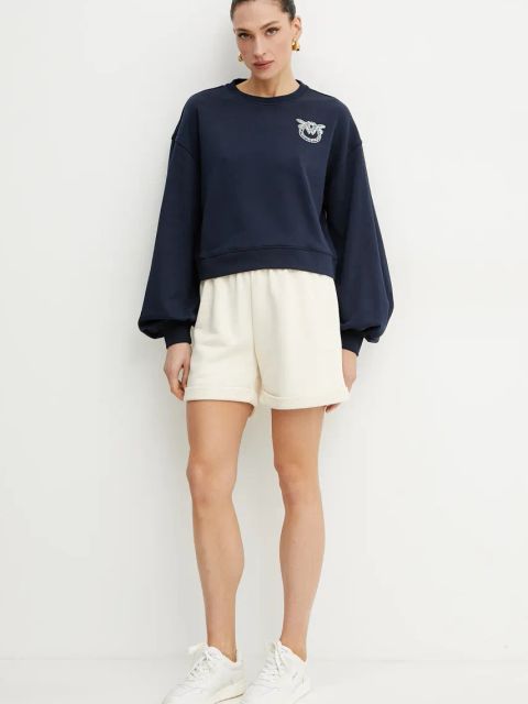 La Mania szorty damskie kolor beżowy gładkie high waist ZONE