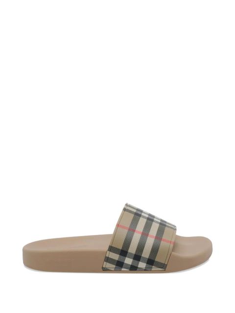 Burberry check round-toe slides - Neutrals - zdjęcie produktu nr 1