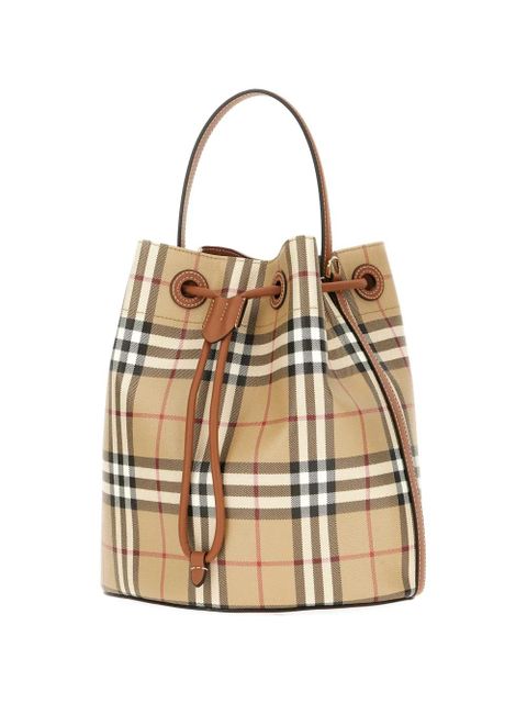 Burberry small Check Bucket drawstring shoulder bag - Neutrals