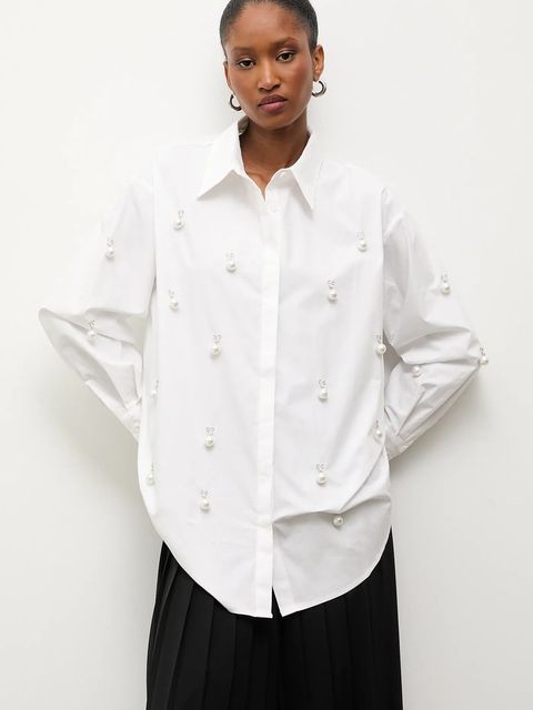 Answear.LAB koszula bawełniana damska kolor biały regular z kołnierzykiem klasycznym