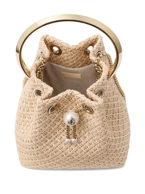 Jimmy Choo Bon Bon interwoven bucket bag - Neutrals
