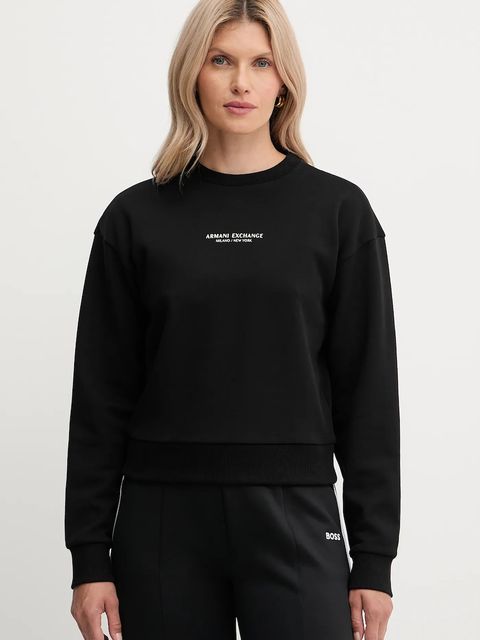 Armani Exchange bluza bawełniana damska kolor czarny z nadrukiem XW001451 AF10830 - zdjęcie produktu nr 1