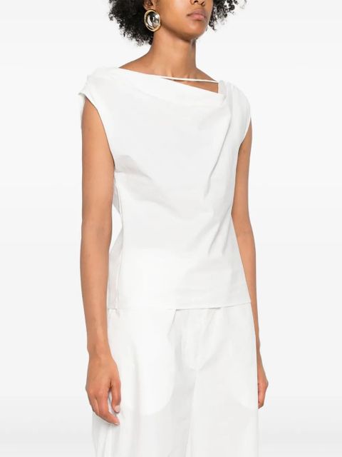Paris Georgia Christophe halterneck draped top - White