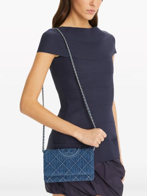 Tory Burch Fleming Soft denim chain cross body bag - Blue - zdjęcie produktu nr 2