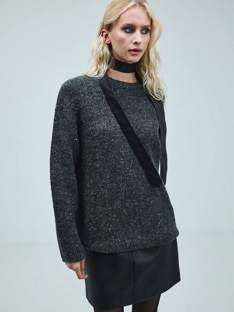 Medicine sweter damski kolor szary ciepły - zdjęcie produktu nr 1