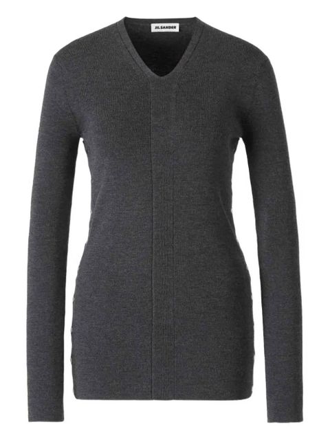 Jil Sander V-neck button-detail sweater - Grey - zdjęcie produktu nr 1