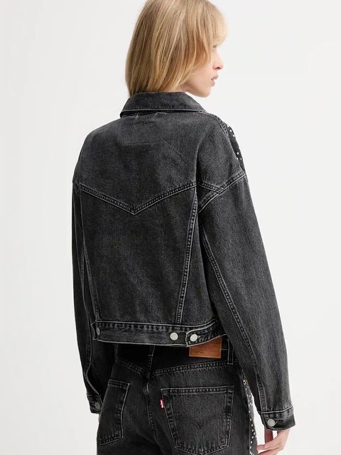 Levi's kurtka jeansowa kolor szary przejściowa oversize A9456
