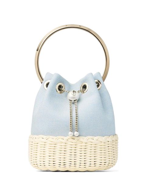 Jimmy Choo wicker handle bucket bag - Blue - zdjęcie produktu nr 1