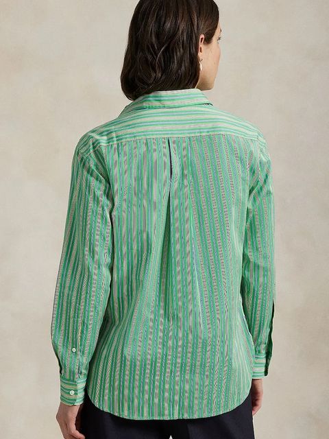 Polo Ralph Lauren koszula bawełniana damska kolor zielony relaxed z kołnierzykiem klasycznym 211910743 - zdjęcie produktu nr 2