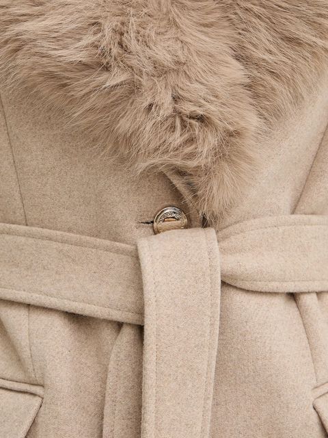 Morgan płaszcz z dodatkiem wełny kolor beżowy GPEAKS