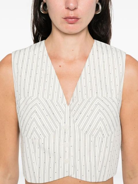 SANDRO striped rhinestone-embellished crop top - White