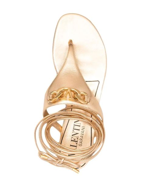 Valentino Garavani VLogo leather sandals - Gold