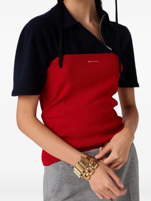 Miu Miu logo-intarsia top - Red