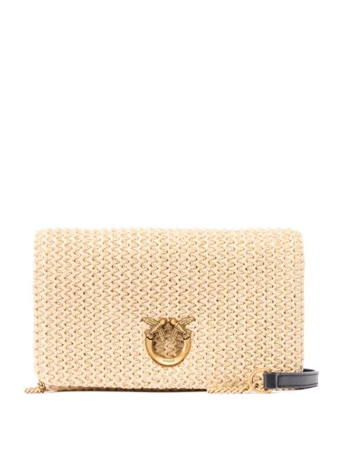 PINKO raffia bird-appliqué shoulder bag - Neutrals - zdjęcie produktu nr 1
