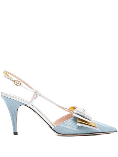 Valentino Garavani 90mm bow-embellished slingback pumps - Blue - zdjęcie produktu nr 1