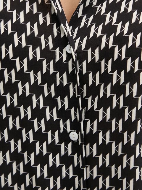 Karl Lagerfeld koszula damska kolor czarny regular z kołnierzykiem klasycznym A1W46044