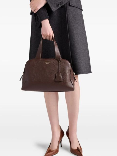 Prada large leather top-handle tote bag - Brown - zdjęcie produktu nr 2