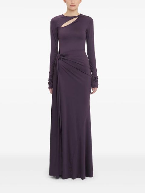 Victoria Beckham knot-detail long-sleeve gown - Brown