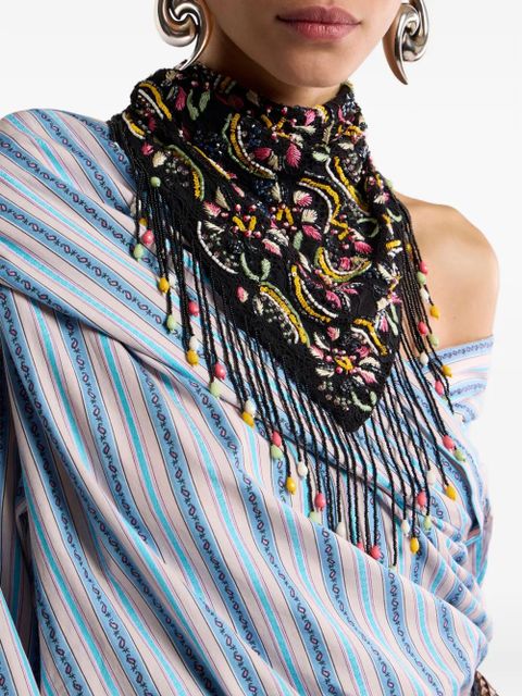 ETRO lace beaded scarf - Black