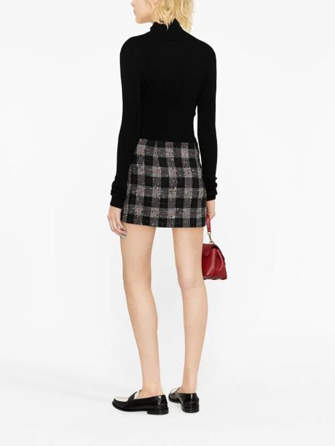 Alessandra Rich checked wool-blend miniskirt - Black