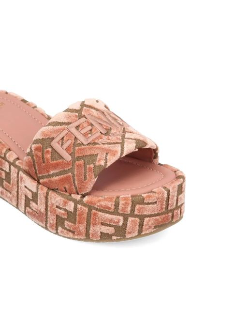 FENDI 60mm Sunshine FF-jacquard platform sandals - Pink