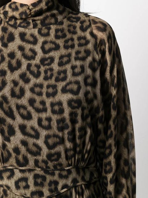 Ba&Sh Fara leopard-pint midi dress - Brown
