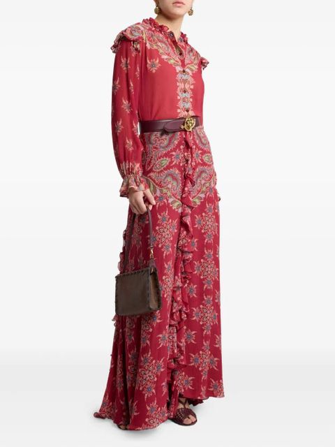 ETRO paisley-print high-rise skirt - Red