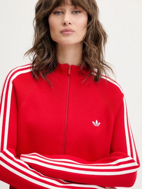 adidas Originals kardigan Slim Knit TT damska kolor czerwony lekki JY2598