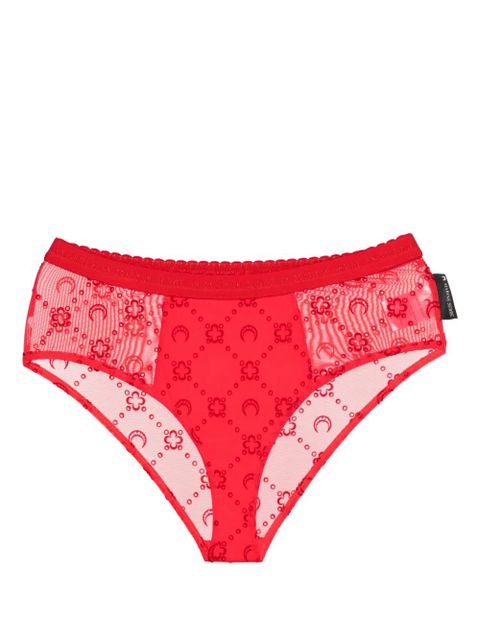 Marine Serre Moonogram-flocked mesh briefs - Red - zdjęcie produktu nr 1