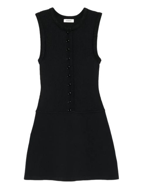 SANDRO round-neck button-front mini dress - Black - zdjęcie produktu nr 1